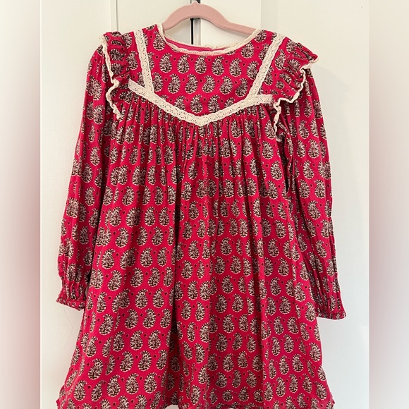 Mini Boden Lace Trim Woven Dress in Pink Paisely - Picture 5 of 7